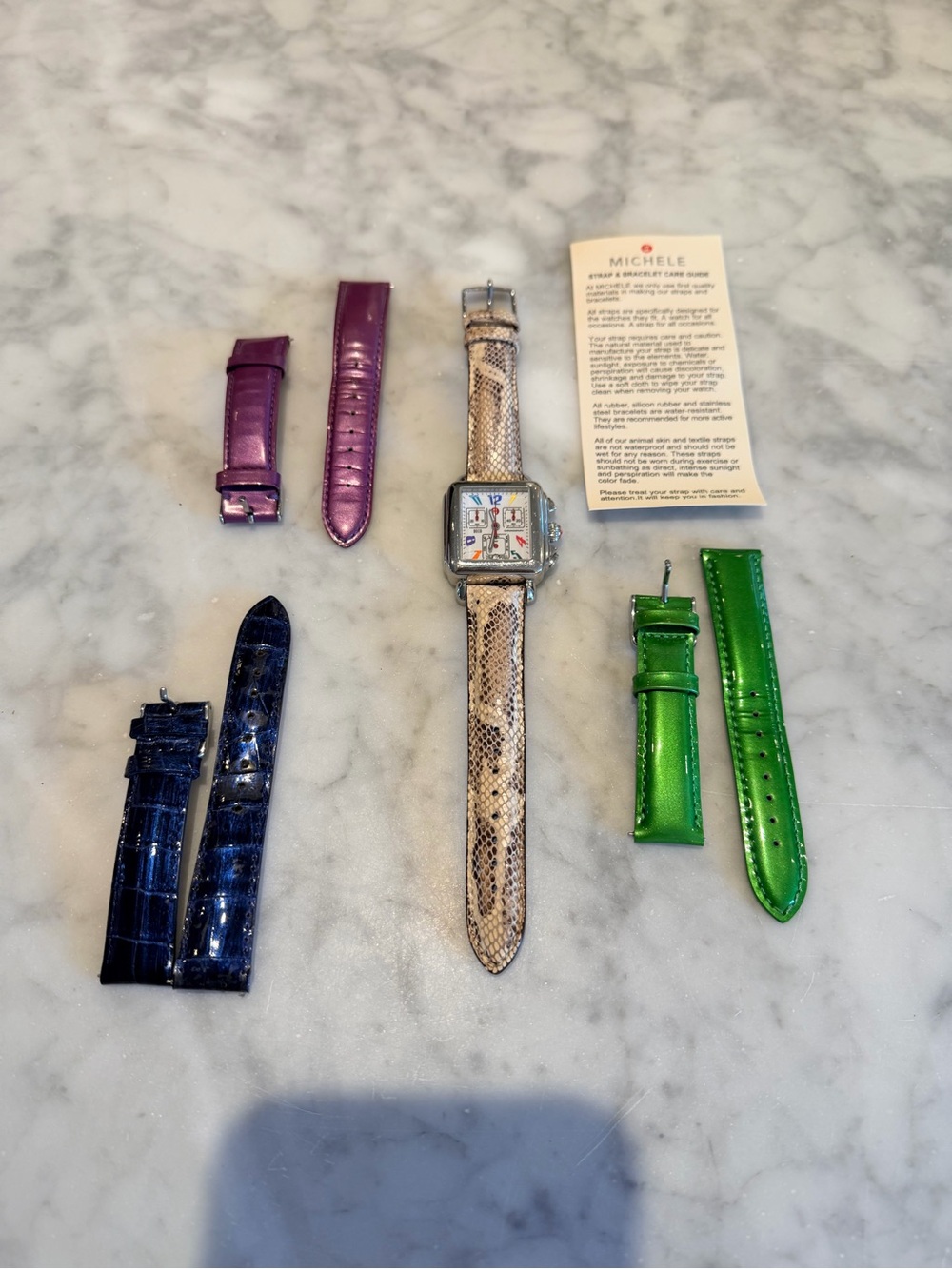Michele Deco Carousel Watch Bundle with 4 Interchangeable Straps